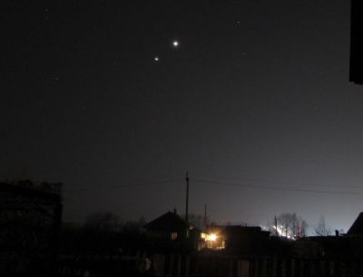 Юпитер и Венера
Сближение 14 марта 2012 г.
Угловое расстояние ~3°
