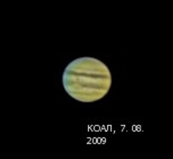 Юпитер, прохождение Ио
6 августа 2009 г. 18-18UT
