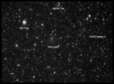 Комета 103P/Hartley 2
2 октября 2010 г.
близ эты Кассиопеи
