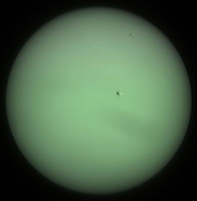 Прохождение Меркурия по диску Солнца 7 мая 2003 г.
Меркурий - у верхнего края. 
Ключевые слова: Солнце Меркурий Прохождение